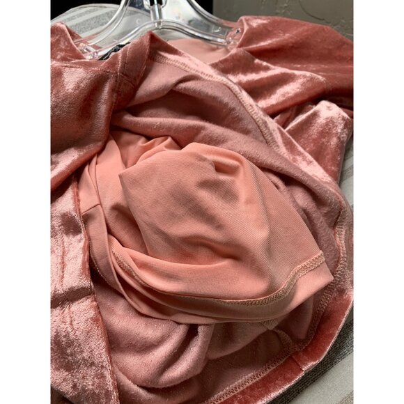 Bebe XS Long Sleeve Crushed Velvet Bodycon Mini Dress In Dark Rose - Picture 8 of 12